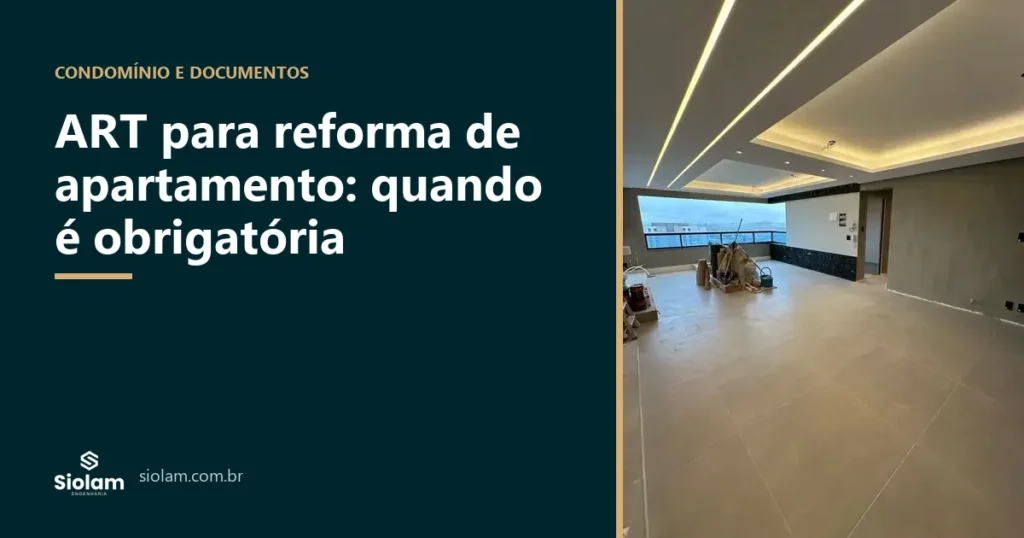 Sala de apartamento em reforma com forro de gesso e iluminação LED linear, obra com ART de execução da Siolam Engenharia